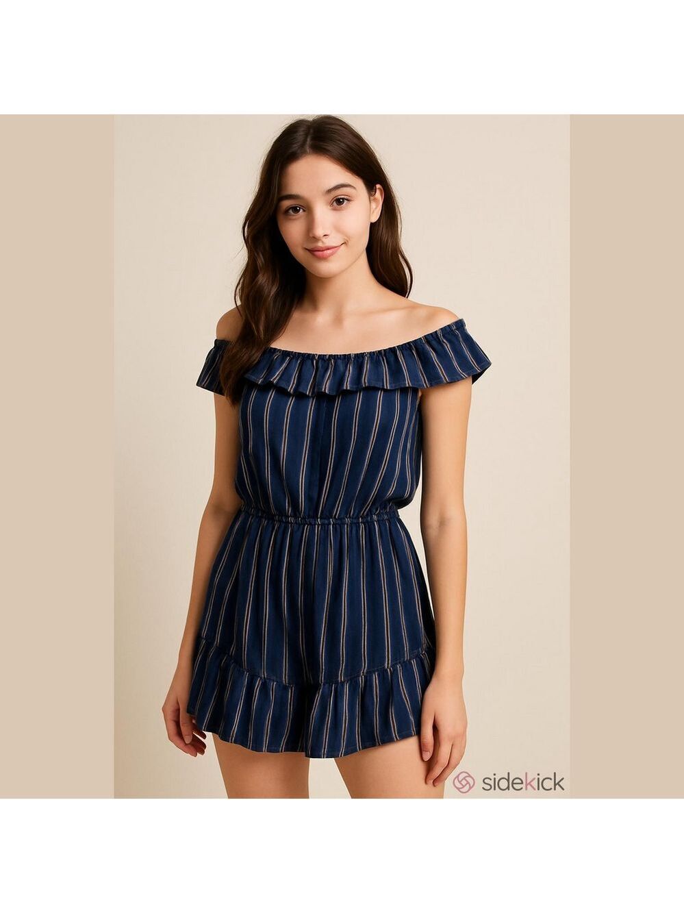 4/$97 Deal! The Roadster Striped Navy Blue Sleeveless Romper